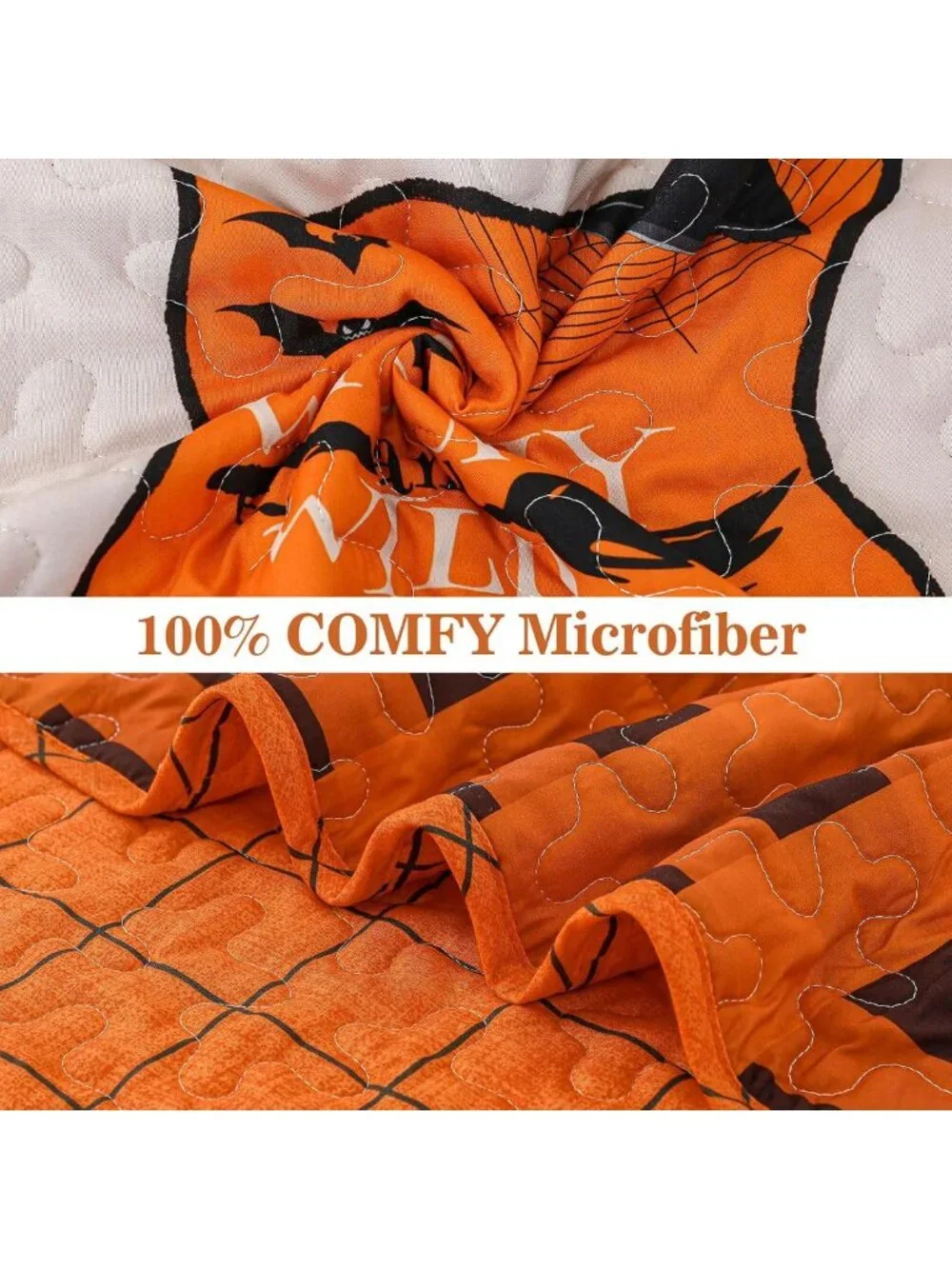King Size Halloween Quilt Set - Fall Patchwork Bedspread 3-Piece Bedding Set